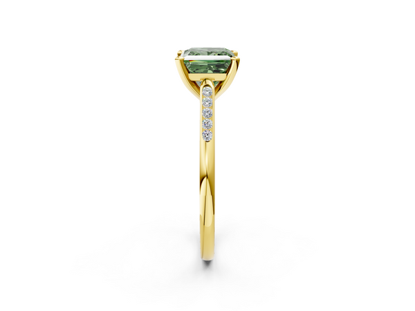 Yellow Gold Princess Cut Channel Set Engagement Ring Setting for Fancy Green Center