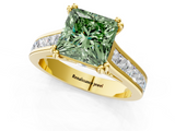 Yellow gold Fancy Green Princess  Cut Channel Set Solitaire Engagement Ring with Prong Setting_1