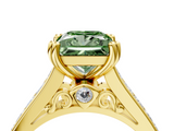 Yellow gold Fancy Green Princess  Cut Channel Set Solitaire Engagement Ring with Prong Setting_4