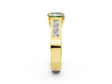 Yellow gold Fancy Green Princess Cut Cut Channel Set Solitaire Ring with Four-Prong Setting_2