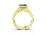 Yellow gold Fancy Green Princess Cut Cut Channel Set Solitaire Ring with Four-Prong Setting_3
