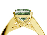 Yellow gold Fancy Green Princess Cut Cut Channel Set Solitaire Ring with Four-Prong Setting_4