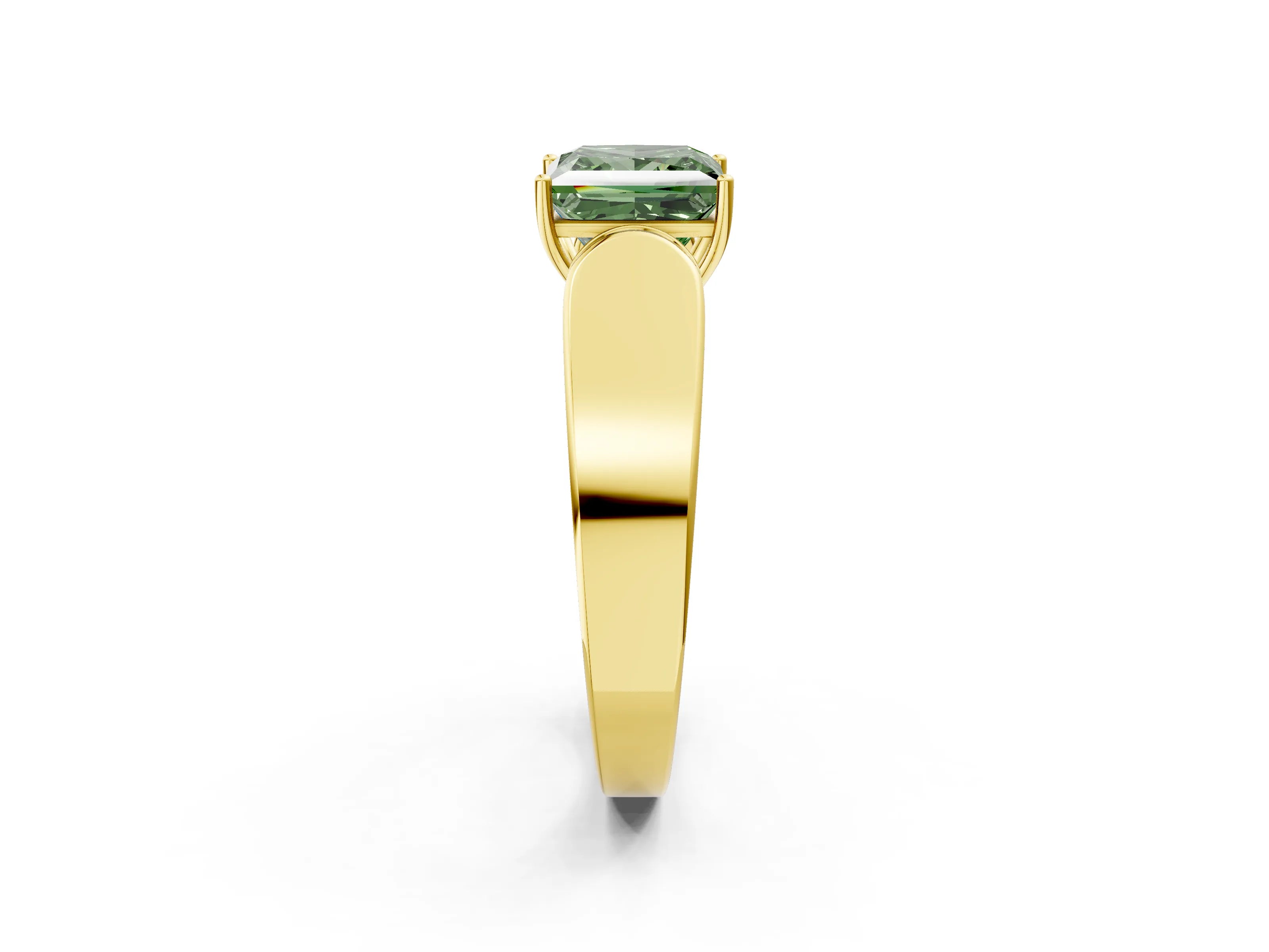 Yellow gold Fancy Green Princess Cut Cut Diamond Channel Set Solitaire Ring with Four-Prong Setting_2