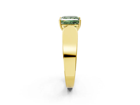Yellow gold Fancy Green Princess Cut Cut Diamond Channel Set Solitaire Ring with Four-Prong Setting_2