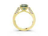 Yellow gold Fancy Green Princess Cut Cut Diamond Channel Set Solitaire Ring with Four-Prong Setting_3