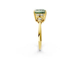 Yellow gold Fancy Green Princess Cut Cut Diamond Cluster Ring with Solitaire Band and Four-Prong Setting_14