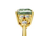 Yellow gold Fancy Green Princess Cut Cut Diamond Cluster Ring with Solitaire Band and Four-Prong Setting_17