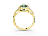 Yellow gold Fancy Green Princess Cut Cut Diamond Halo Engagement Ring with Open Split Pavé Band_3
