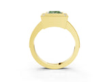 Yellow gold Fancy Green Princess Cut-Cut Diamond Halo Engagement Ring with Pave Band and Prong Setting_3