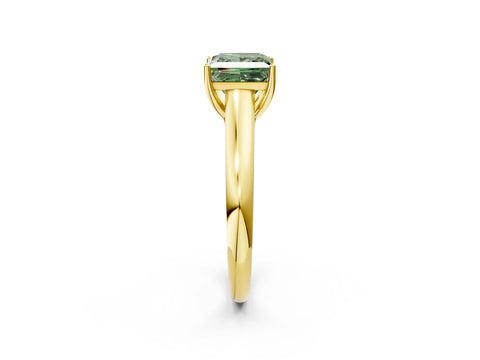 Yellow gold Fancy Green Princess Cut Cut Diamond Solitaire Engagement Ring with Tapered Plain Band and Four-Prong Setting_2