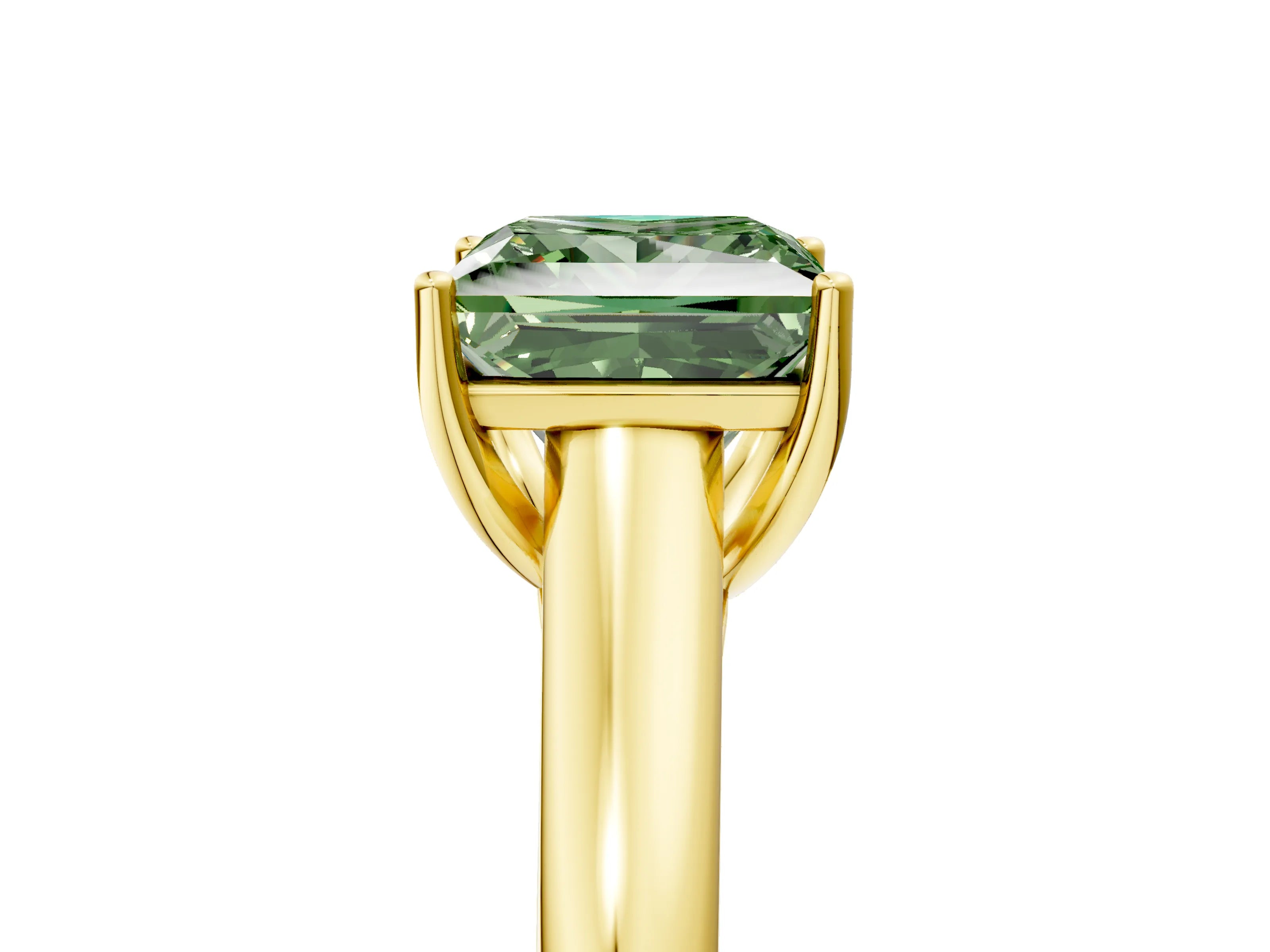 Yellow gold Fancy Green Princess Cut Cut Diamond Solitaire Engagement Ring with Tapered Plain Band and Four-Prong Setting_5