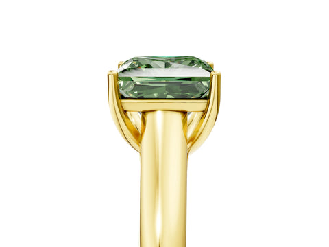 Yellow gold Fancy Green Princess Cut Cut Diamond Solitaire Engagement Ring with Tapered Plain Band and Four-Prong Setting_5