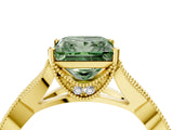 Yellow gold Fancy Green Princess Cut Cut Diamond Twisted Band with Milgrain Pave Setting and Four-Prong Setting_4