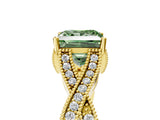 Yellow gold Fancy Green Princess Cut Cut Diamond Twisted Band with Milgrain Pave Setting and Four-Prong Setting_5