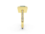 Yellow gold Fancy Green Princess Cut Cut Halo Pavé Diamond Ring_2