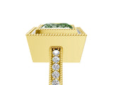Yellow gold Fancy Green Princess Cut Cut Halo Pavé Diamond Ring_5