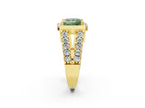Yellow gold Fancy Green Princess Cut Cut Halo Split Shank Prong Set Ring_2