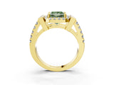 Yellow gold Fancy Green Princess Cut Cut Halo Split Shank Prong Set Ring_3