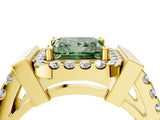 Yellow gold Fancy Green Princess Cut Cut Halo Split Shank Prong Set Ring_4
