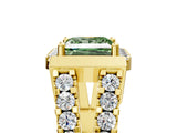 Yellow gold Fancy Green Princess Cut Cut Halo Split Shank Prong Set Ring_5