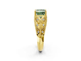 Yellow gold Fancy Green Princess Cut Cut Milgrain Pave Diamond Engagement Ring with Four-Prong Setting_17