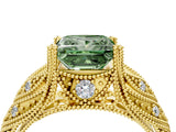 Yellow gold Fancy Green Princess Cut Cut Milgrain Pave Diamond Engagement Ring with Four-Prong Setting_19
