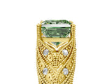 Yellow gold Fancy Green Princess Cut Cut Milgrain Pave Diamond Engagement Ring with Four-Prong Setting_20