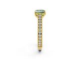 Yellow gold Fancy Green Princess Cut Cut Pave Band Milgrain Solitaire Ring_2