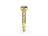 Yellow gold Fancy Green Princess Cut Cut Pave Split Shank Engagement Ring with Four-Prong Setting_2