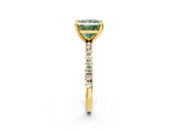 Yellow gold Fancy Green Princess Cut Diamond Brilliant Solitaire Ring with Pavé Band and Four-Prong Setting_14