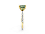 Yellow gold Fancy Green Princess Cut Diamond Brilliant Solitaire Ring with Pavé Band and Four-Prong Setting_2