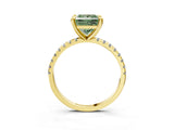 Yellow gold Fancy Green Princess Cut Diamond Brilliant Solitaire Ring with Pavé Band and Four-Prong Setting_3
