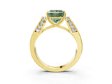 Yellow gold Fancy Green Princess Cut Diamond Channel Set Solitaire Ring with Four-Prong Setting_15