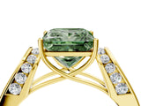 Yellow gold Fancy Green Princess Cut Diamond Channel Set Solitaire Ring with Four-Prong Setting_16