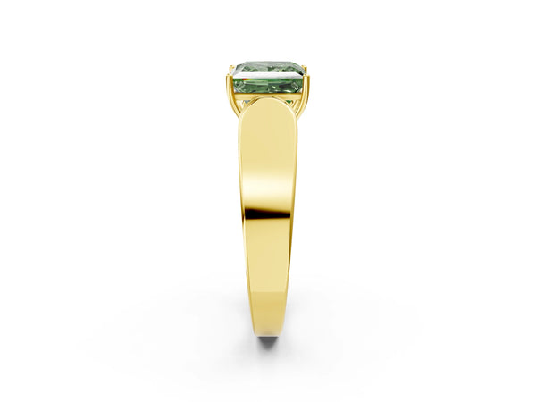 Yellow Gold Princess Cut Channel Set Engagement Ring Setting for Fancy Green Center with Wide Band