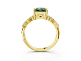 Yellow gold Fancy Green Princess Cut Diamond Cluster Pavé Band with Four-Prong Setting_15