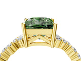 Yellow gold Fancy Green Princess Cut Diamond Cluster Pavé Band with Four-Prong Setting_16