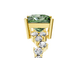 Yellow gold Fancy Green Princess Cut Diamond Cluster Pavé Band with Four-Prong Setting_17