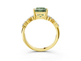 Yellow gold Fancy Green Princess Cut Diamond Cluster Pavé Band with Four-Prong Setting_6