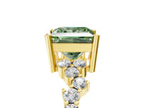 Yellow gold Fancy Green Princess Cut Diamond Cluster Pavé Band with Four-Prong Setting_8