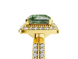 Yellow gold Fancy Green Princess Cut Diamond Double Halo Ring with Split Shank and Four-Prong Setting_17