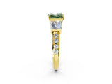 Yellow gold Fancy Green Princess Cut Diamond Engagement Ring with Baguette Side Stones and Channel Set Band_19