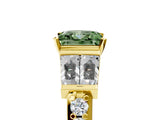 Yellow gold Fancy Green Princess Cut Diamond Engagement Ring with Baguette Side Stones and Channel Set Band_22