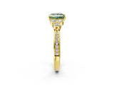 Yellow gold Fancy Green Princess  Cut Diamond Engagement Ring with Bezel Set Round Side Stones and Prong Setting_32