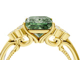 Yellow gold Fancy Green Princess  Cut Diamond Engagement Ring with Bezel Set Round Side Stones and Prong Setting_34