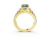 Yellow gold Fancy Green Princess  Cut Diamond Engagement Ring with Pavé Band and Four-Prong Setting_6