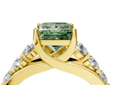 Yellow gold Fancy Green Princess  Cut Diamond Engagement Ring with Pavé Band and Four-Prong Setting_7