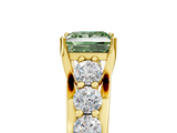 Yellow gold Fancy Green Princess  Cut Diamond Engagement Ring with Pavé Band and Four-Prong Setting_8
