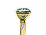 Yellow gold Fancy Green Princess Cut Diamond Engagement Ring with Side Stone Accents and Four-Prong Setting_101