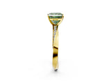 Yellow gold Fancy Green Princess Cut Diamond Engagement Ring with Side Stone Accents and Four-Prong Setting_14